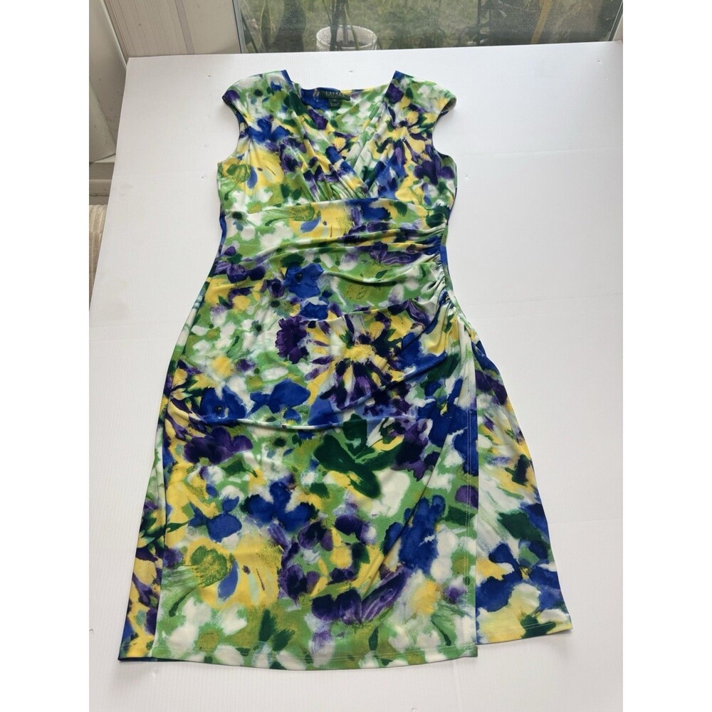 Lauren Ralph Lauren Floral Surplice Jersey Faux Wrap Dress Women’s Size 10